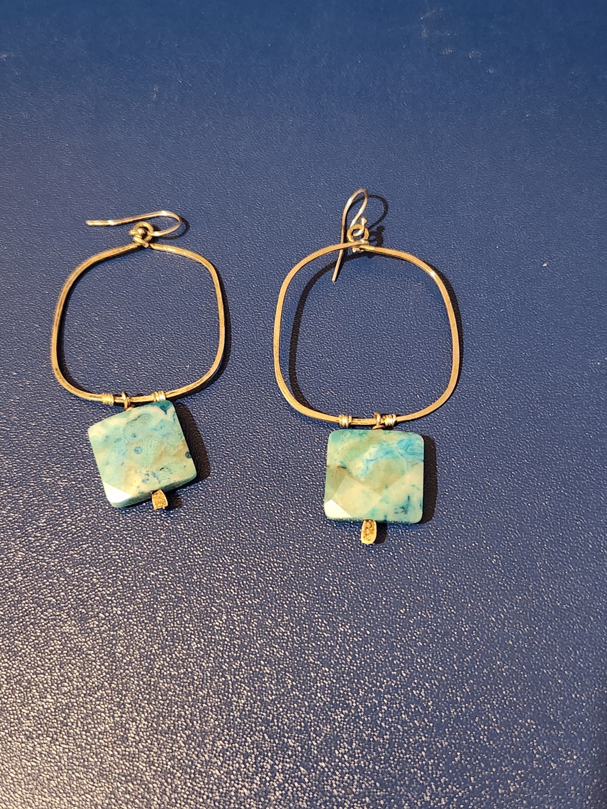 Sterling Silver Blue Stone Dangle Earrings