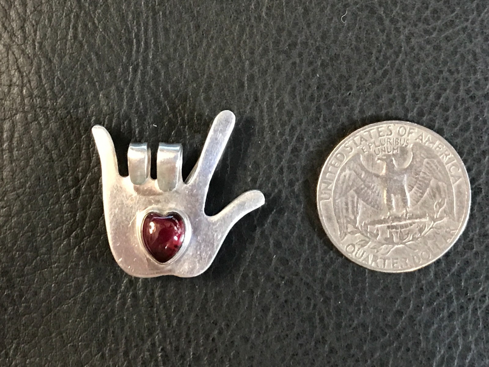 Vtg Sterling Silver GREAT FALLS METAL WORKS I Love You Hand Sign Language Pin