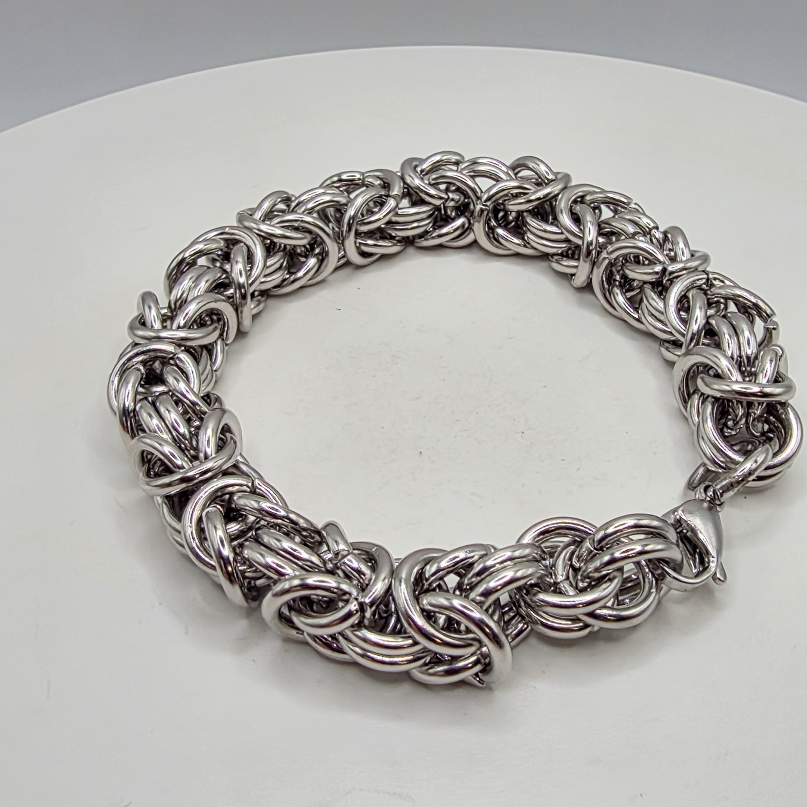 Silver Stainless Steel Byzantine Chain Xtra Large .5″ Wide Unisex 7.5″ Bracelet