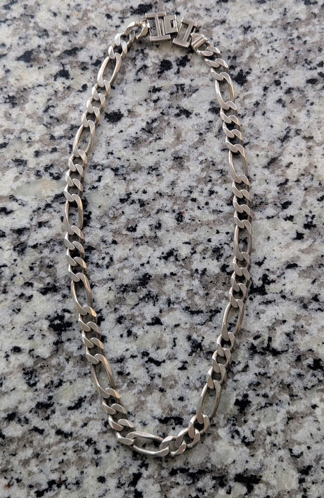 Unique Vintage Heavy 93.9g Italy Sterling Silver 925 Figaro Chain Necklace 22”