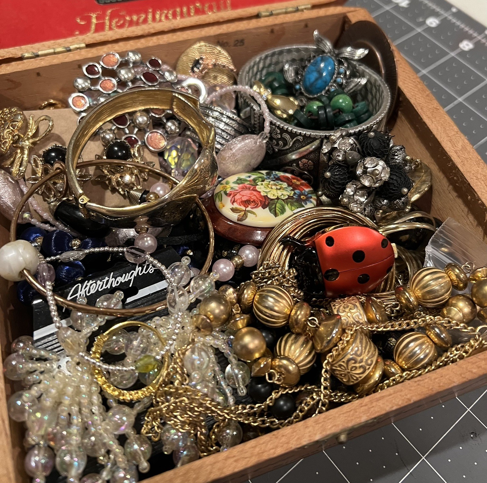 Vintage Box Lot COSTUME JEWELRY 40+ Pieces All Wearable & Nice