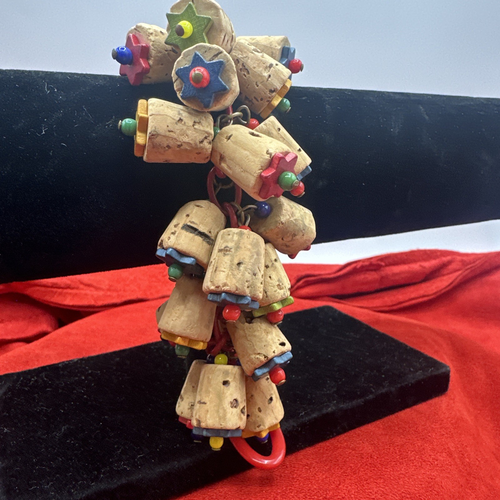 Exclusive Depression Era Cork and Multicolored Bakelite Bracelet. See pics.