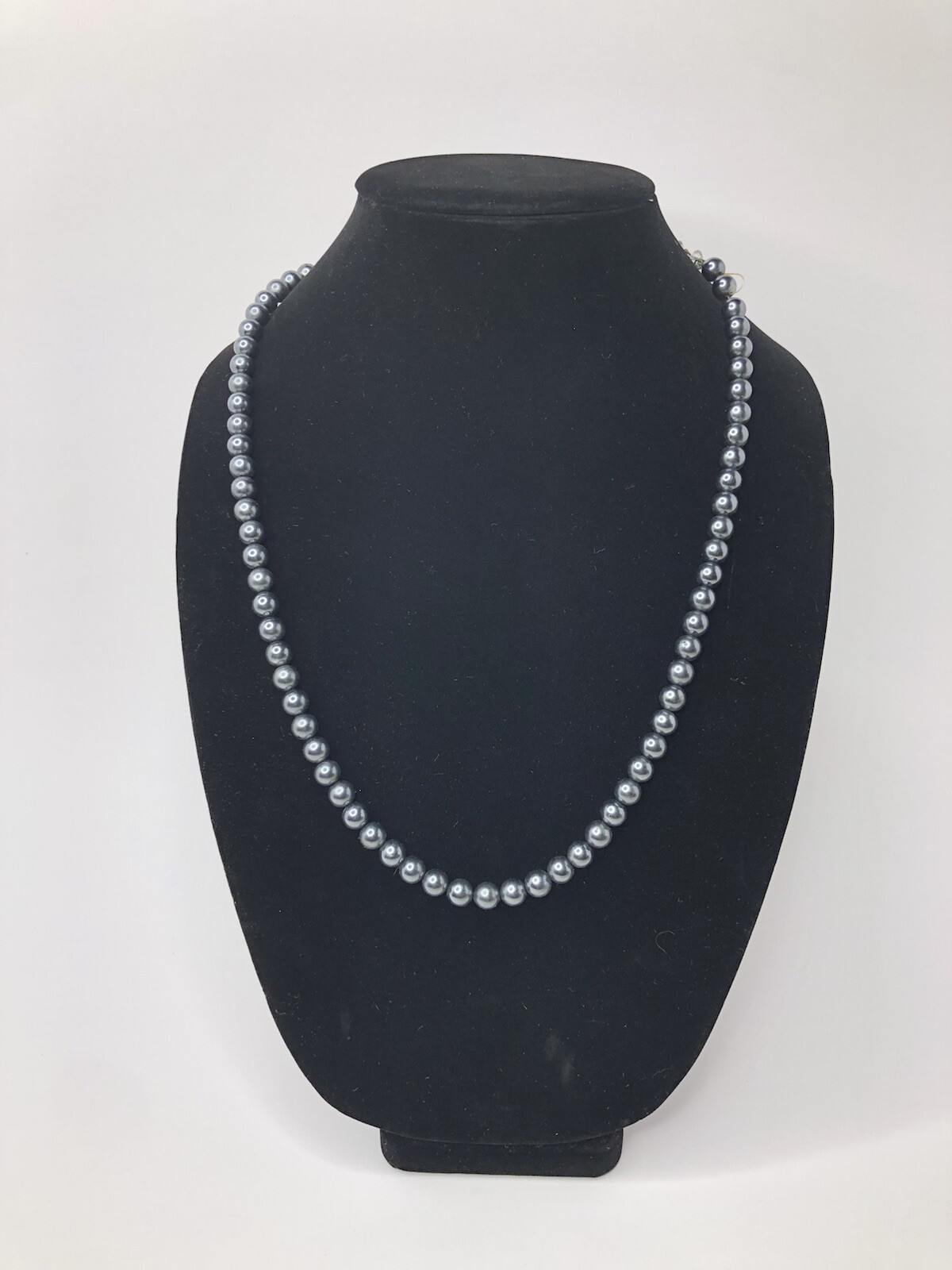 Necklace Costume Jewelry Vintage Long Dark Grey Round Beads