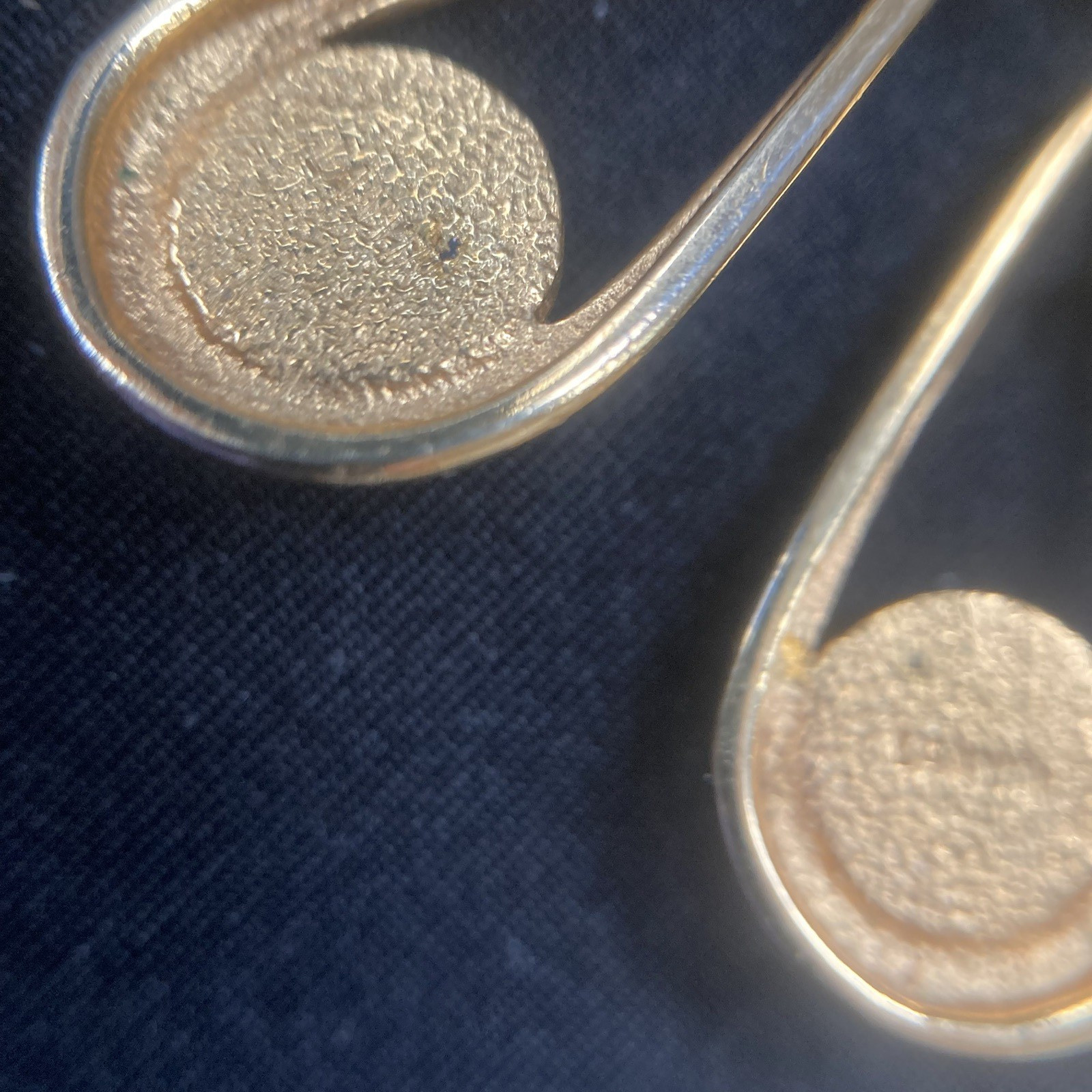 Vintage MCM Lanvin Gold Tone and hematite Dangle Clip On Earrings 1 3/4″