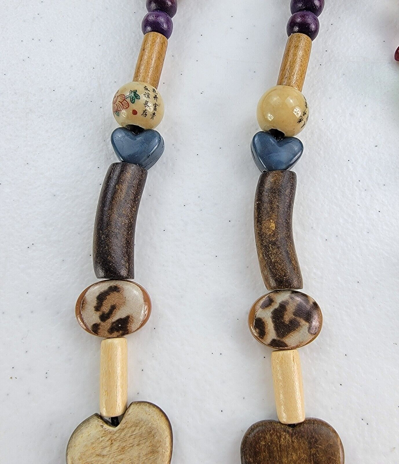 African Ethnic Carved Face Pendant And Glass Millefiori Beaded Necklace Lot Of 2