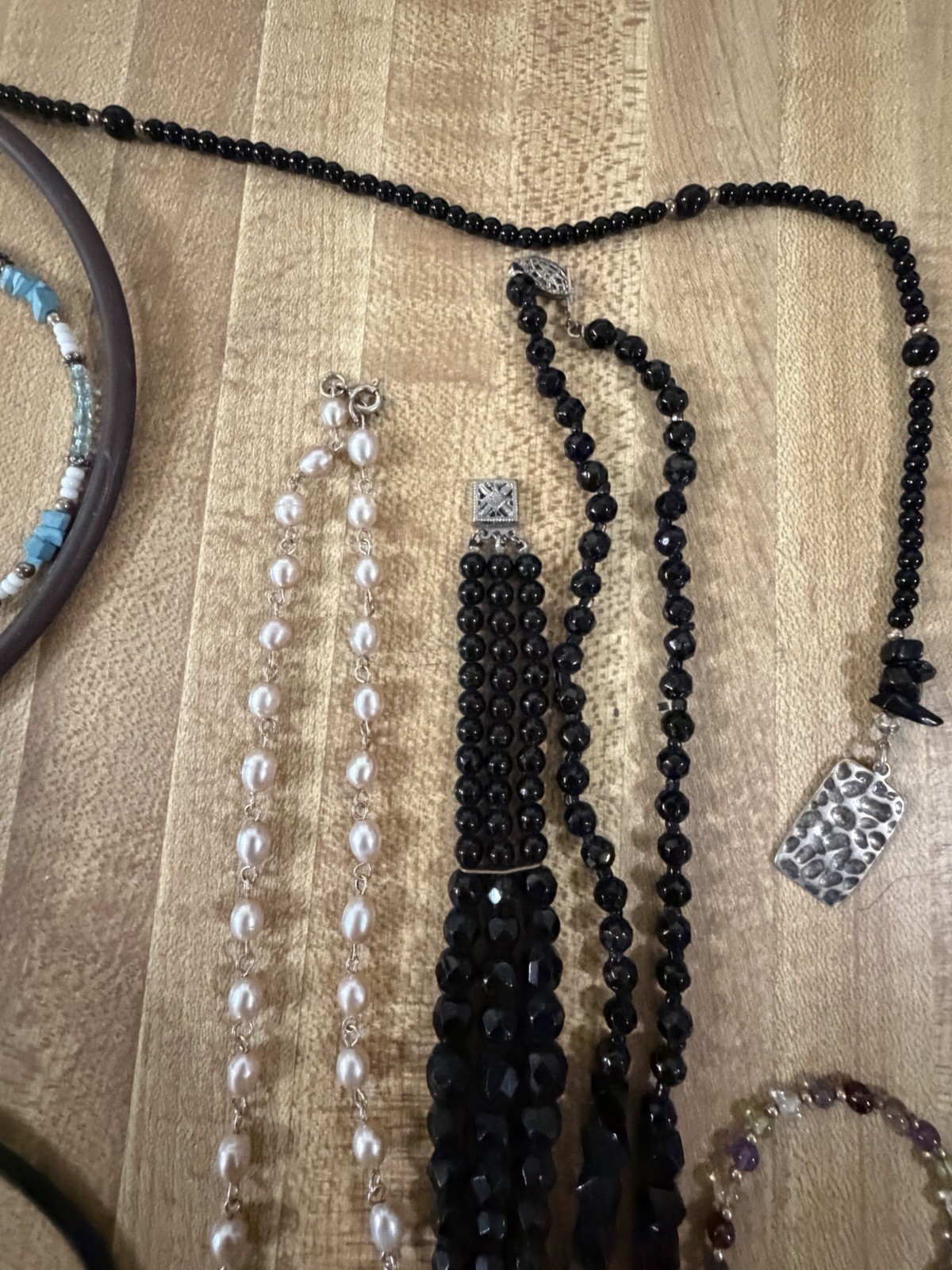 Sterling Silver Vintage Modern Mix Bead Plastic Stone Necklaces Bracelet Lot