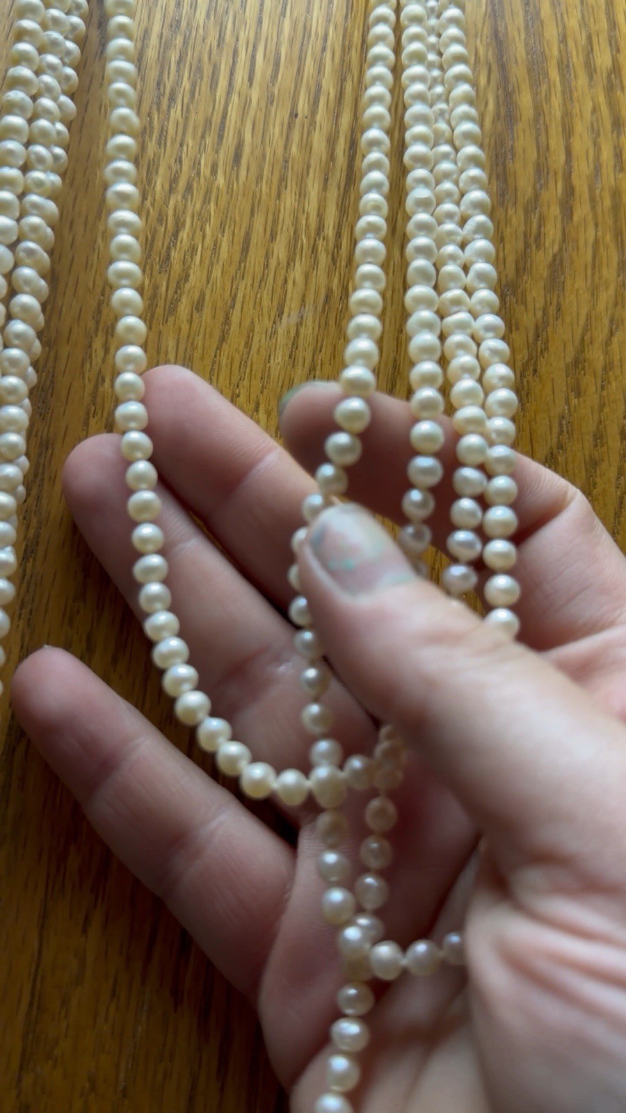 Vintage Hand Knotted Baroque Freshwater Pearl Necklace Endless Strand 104 Inches