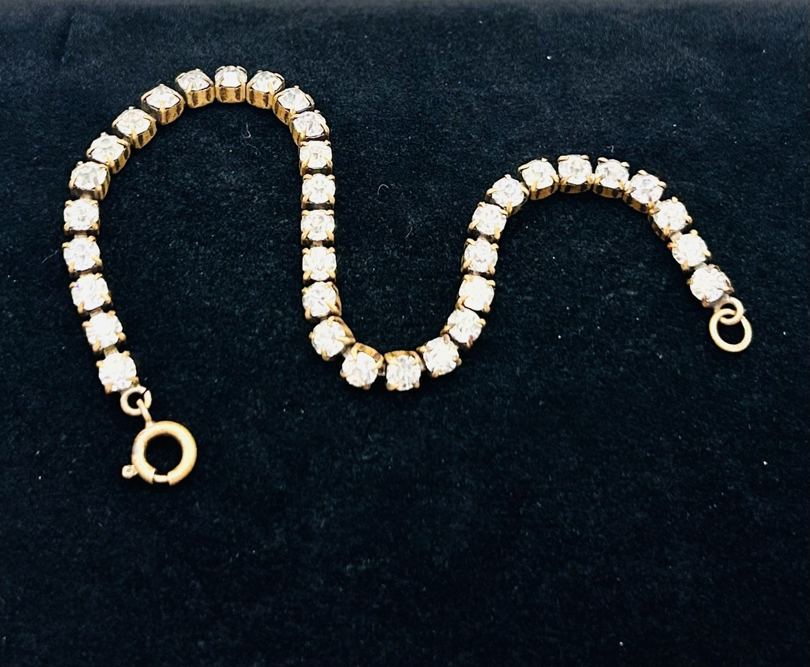 Vtg CZECH Screw-back Cluster EARRINGS and BRACELET SET-Gold Tone-RHINESTONE