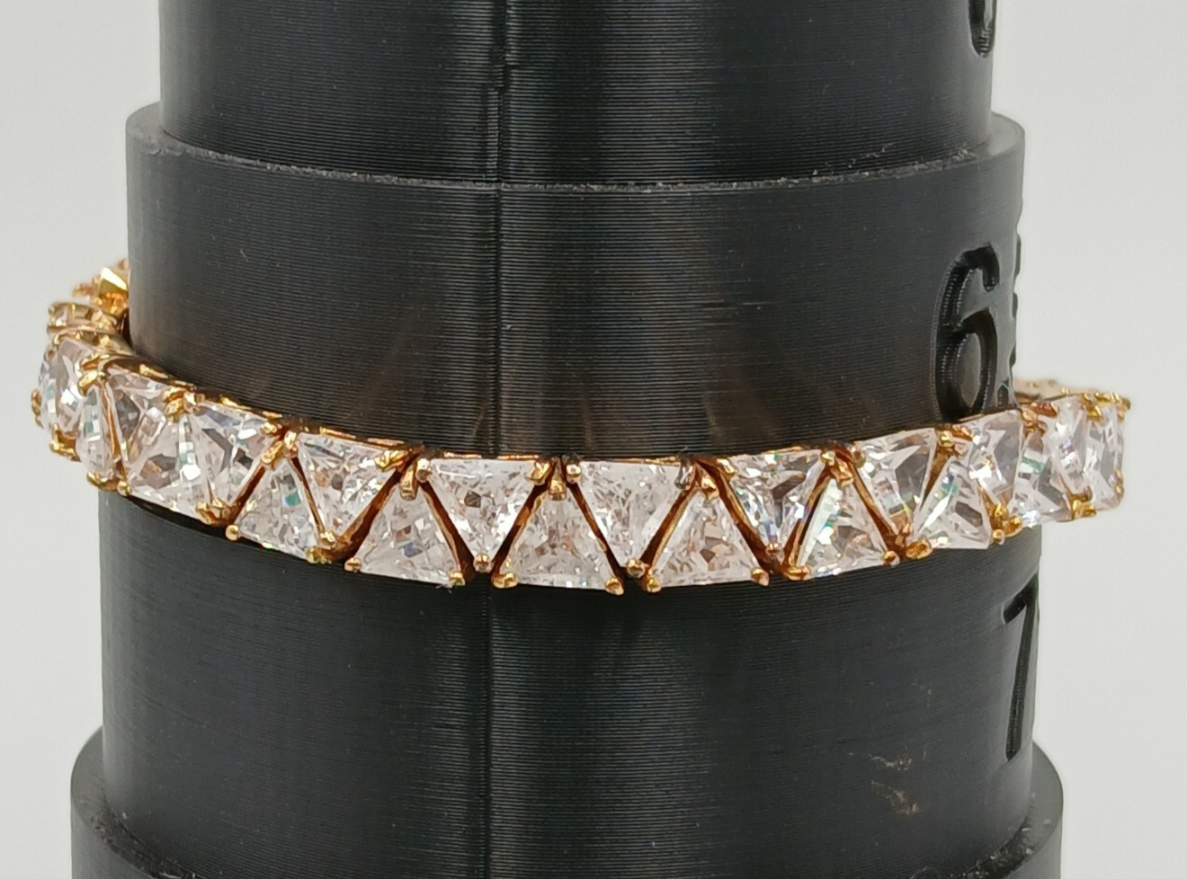 VTG 925 GL Trillion Cut Tennis Bracelet 7in Sterling Silver Vermeil 25gtw CZ