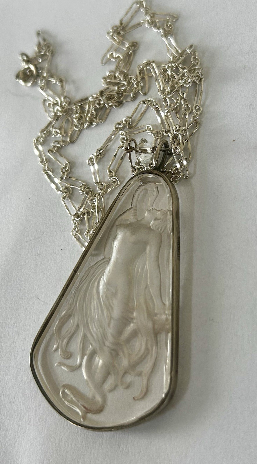 RARE Intaglio West German, Lalique? Leda and The Swan Pendant Unknown Maker