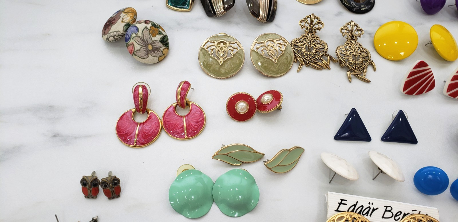 Vintage 80’s 90’s Lot 51 Costume Jewelry Earrings Chunky Bright Gold Tone Etc..