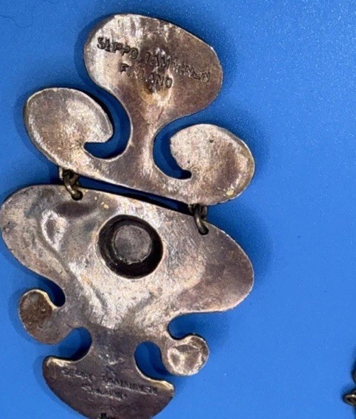 Vintage Seppo Tamminen Finland Modernist Necklace Signed Bronze Abstract Pendant