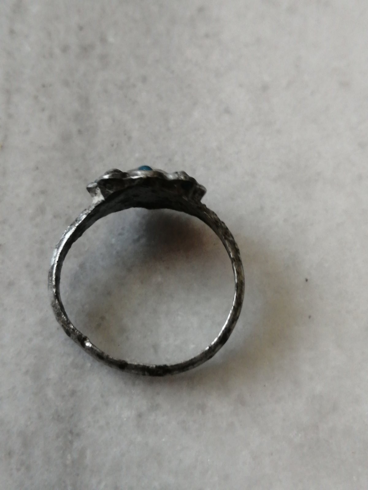 Rare Pre Georgian Alloy Silver, Zinc Ring, With Crystal Stones, US-10,5