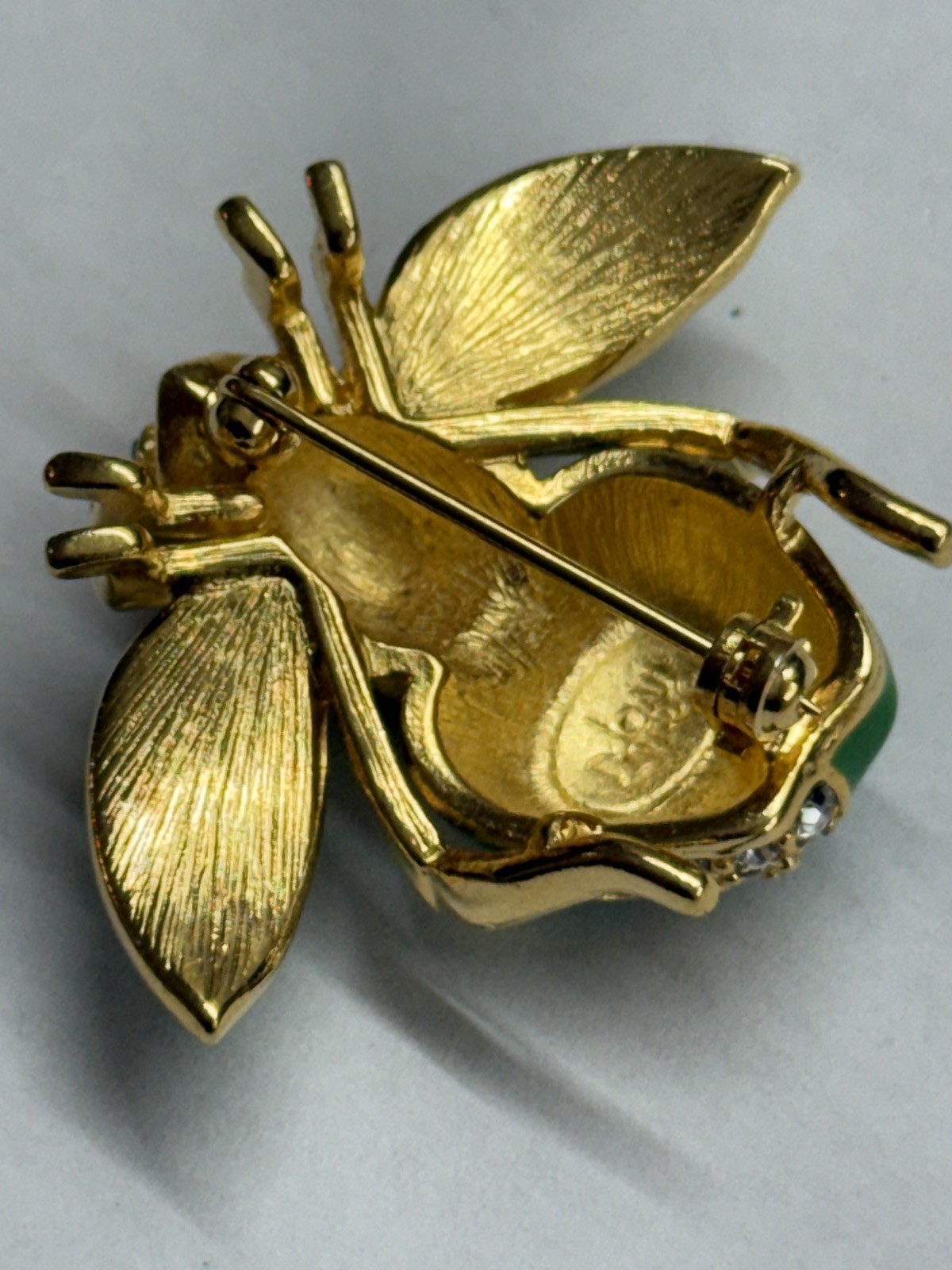 Very Rare Authentic Joan Rivers Green Granny Smith Apple Bee Pin Brooch