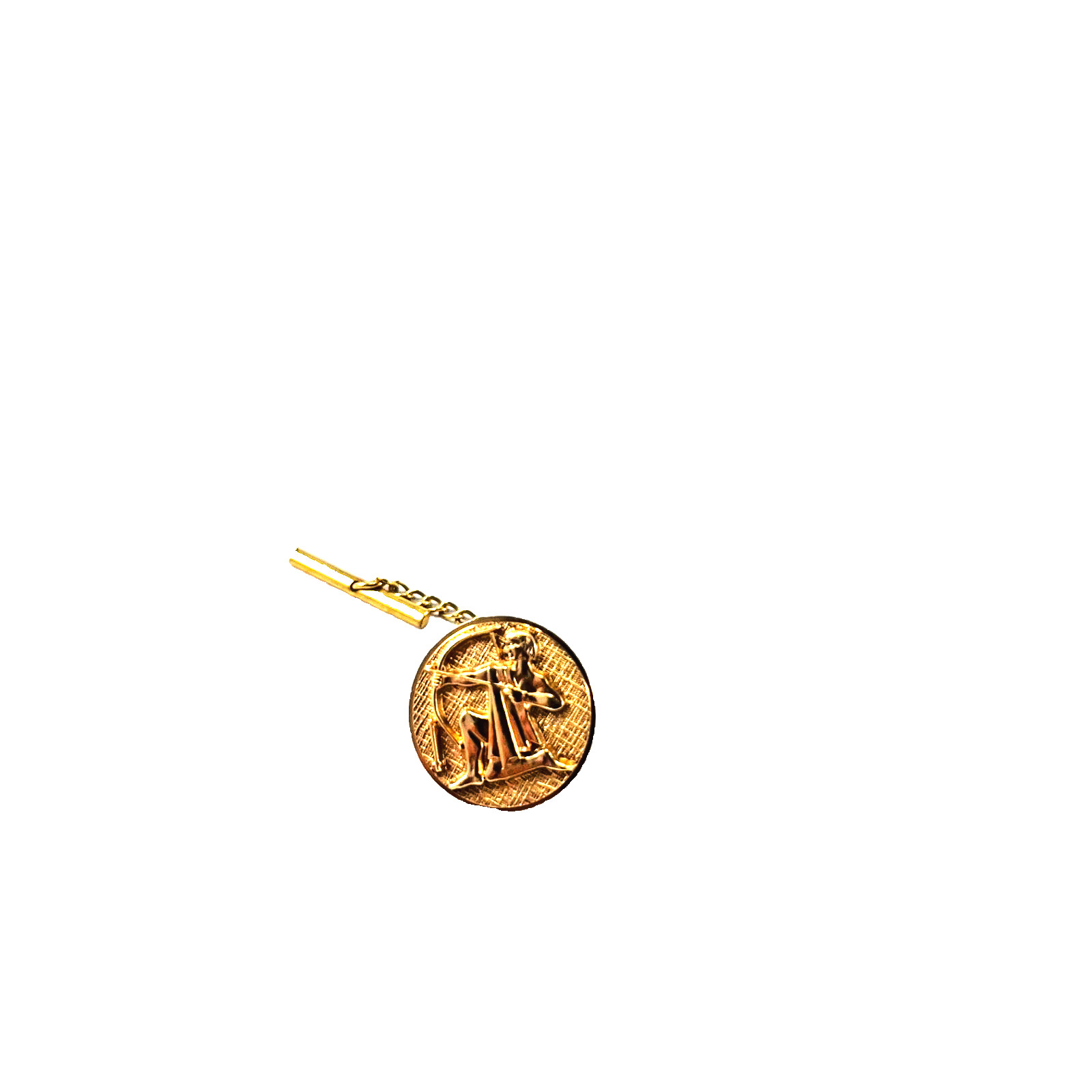 Vintage Anson Karatclad Sagittarius Archer Gold Plated Round Tie Tack Pin