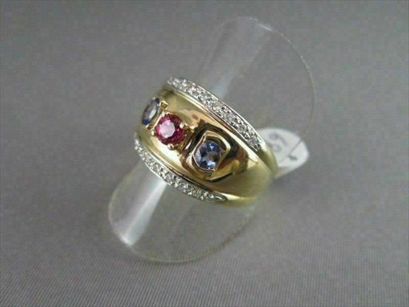 ANTIQUE WIDE 1.00CTW AMETHYST, PINK SAPPHIRE & DIAMOND 14K W&Y GOLD RING