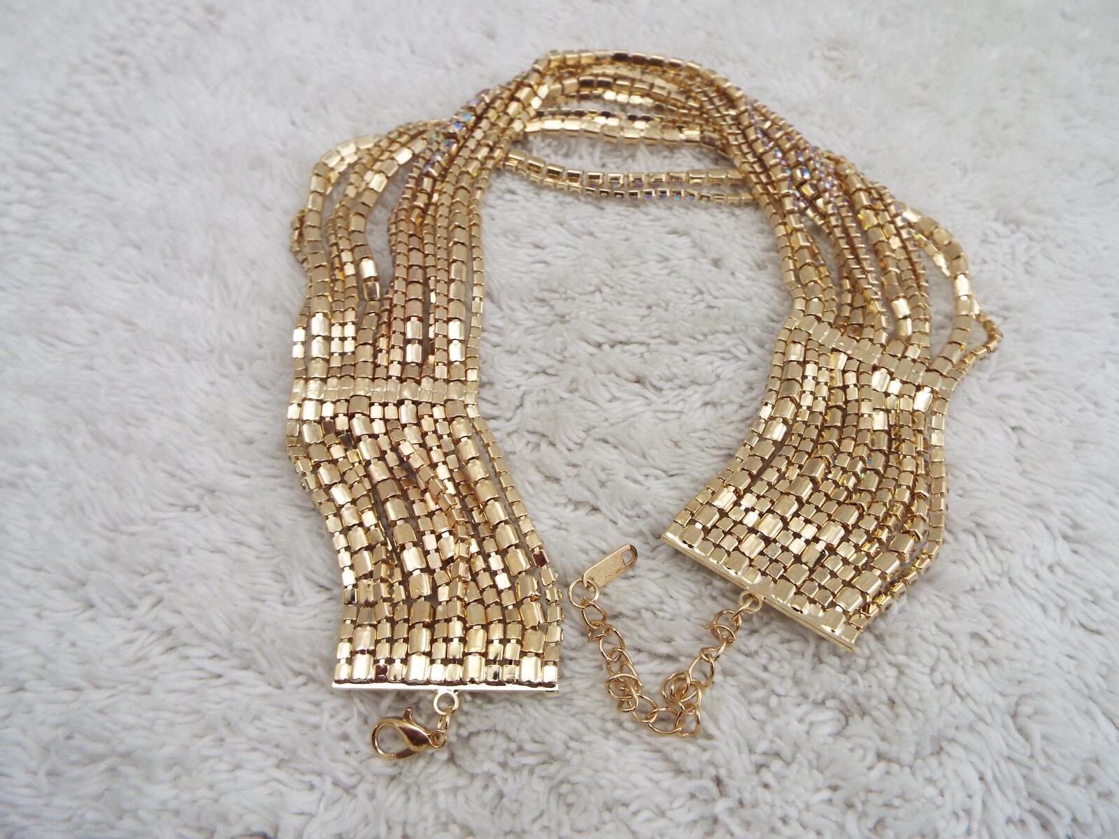 Goldtone AB Rhinestone Collar Necklace (D68)