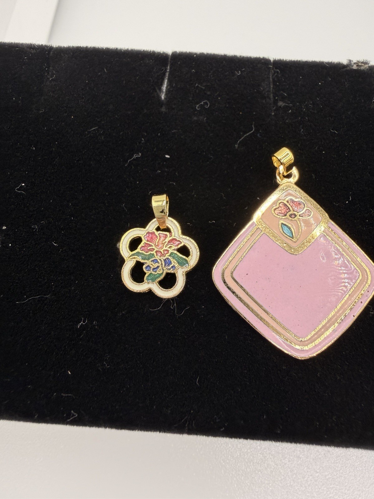 Cloisonne Enamel Pendant Mixed Lot of 5 Gold Multicolor Metal & Enamel