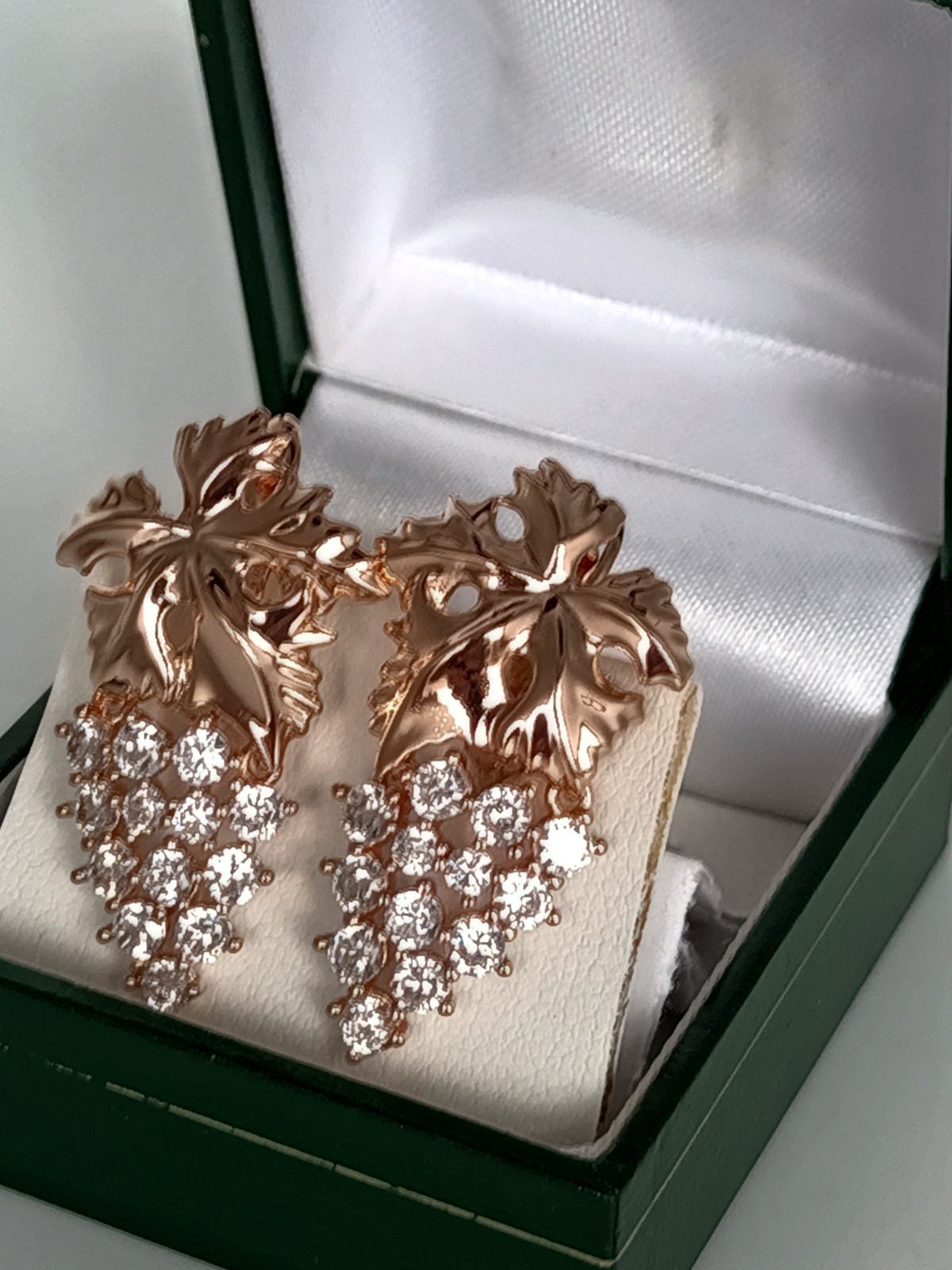 Vintage 1990-s 14 Ct Rolled Gold Large Zircons Earrings-Hallmarked 585 RG