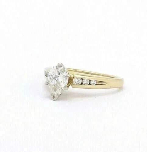 2Ct VVS1 Pear Cut Lab Created Diamond Wedding Gift For her 14K Gold Finish Ring