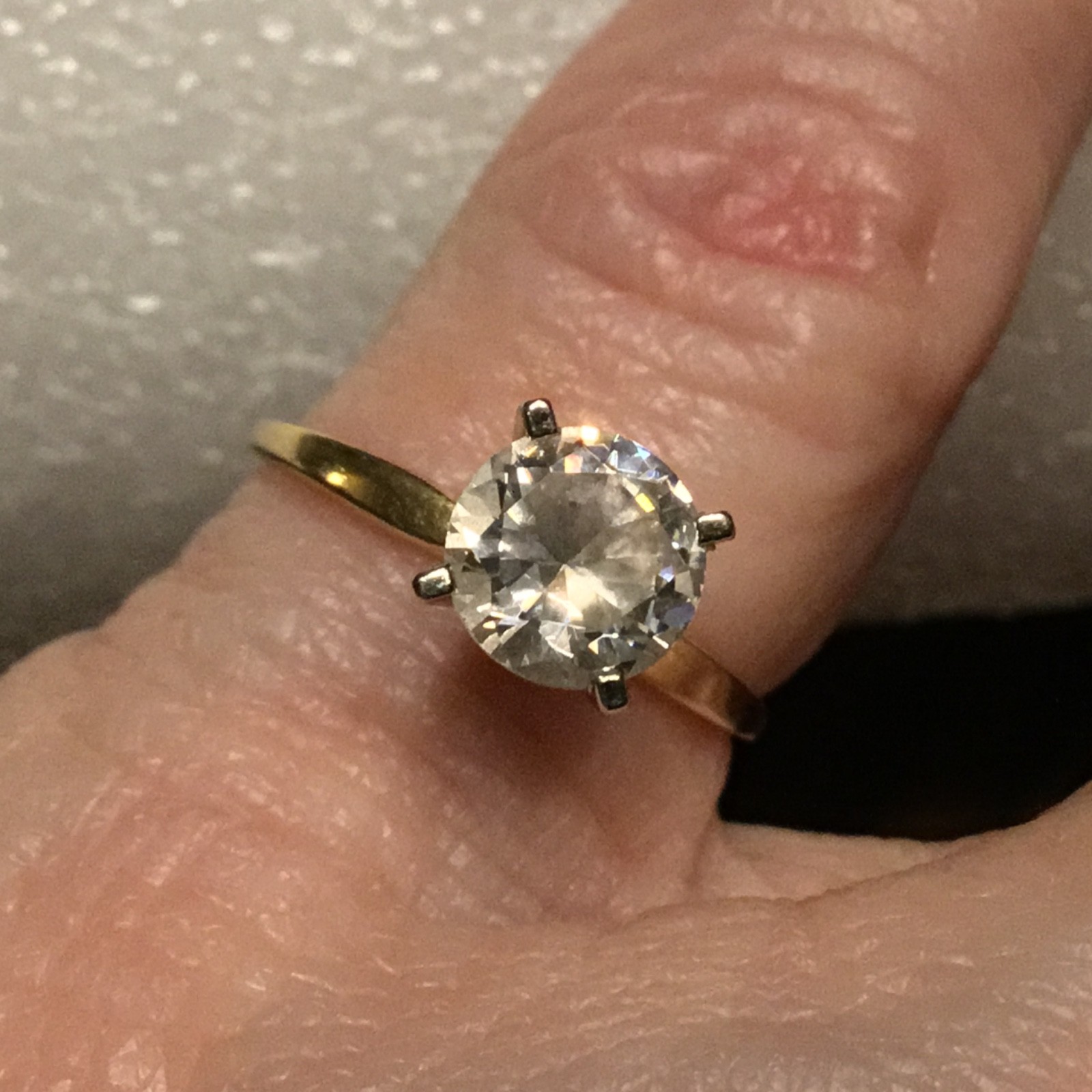14K Gold Round Cut Solitaire CZ Dainty yet impressive Engagement/ Promise Ring