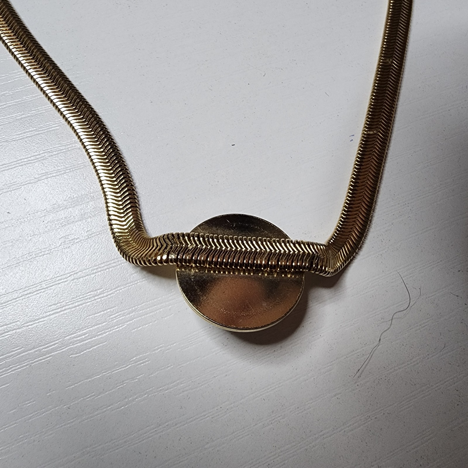 Vintage Signed Park Lane Gold Tone Faux Pearl Serpentine Choker Necklace Snake