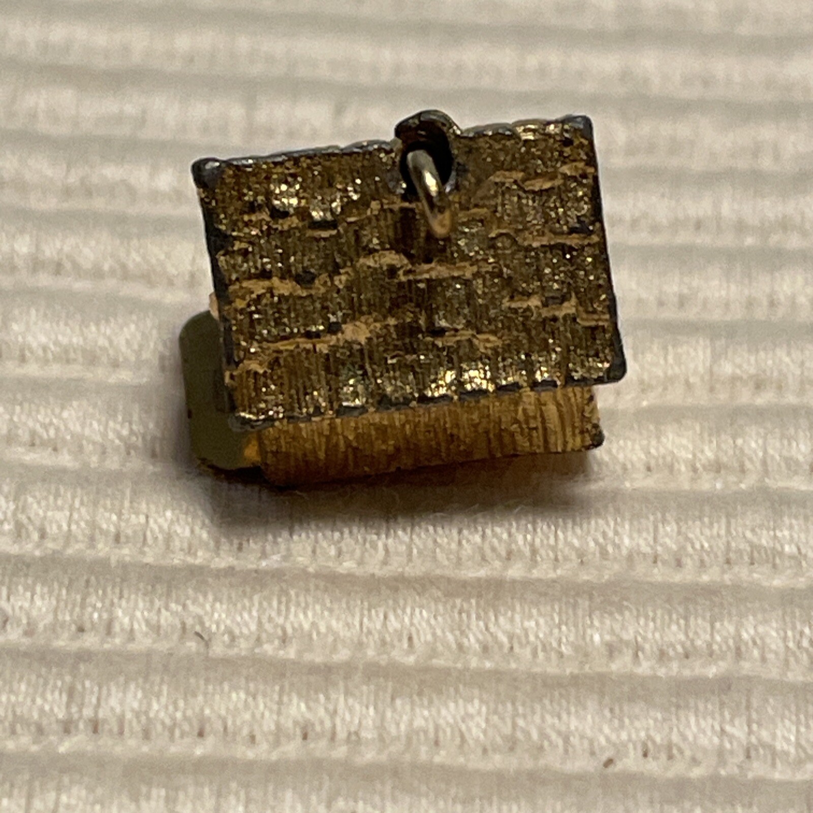 1960’s Man in Doghouse Goldtone Bracelet Charm Mechanical Signed C S Red Paint