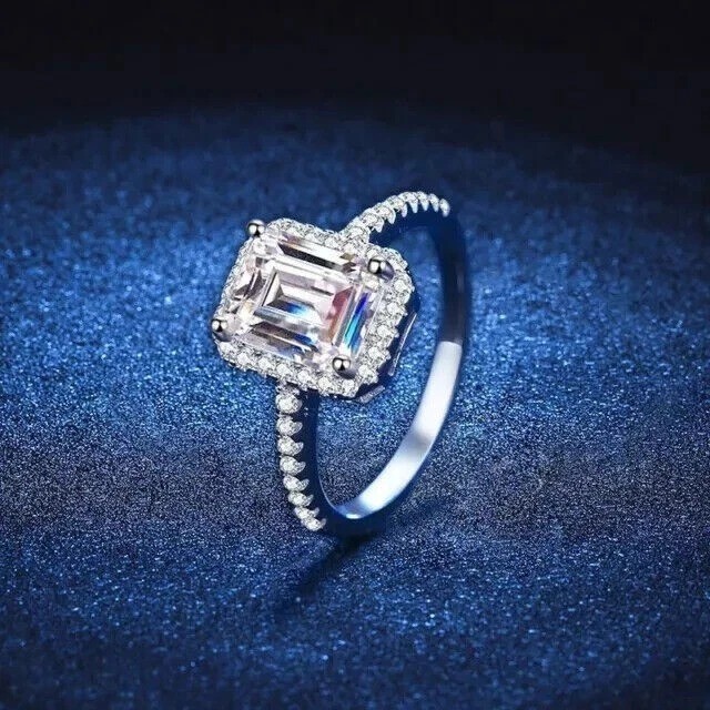 2.5Ct VVS1 Emerald Cut Lab-Created Diamond Engagement 14K White Gold Finish Ring