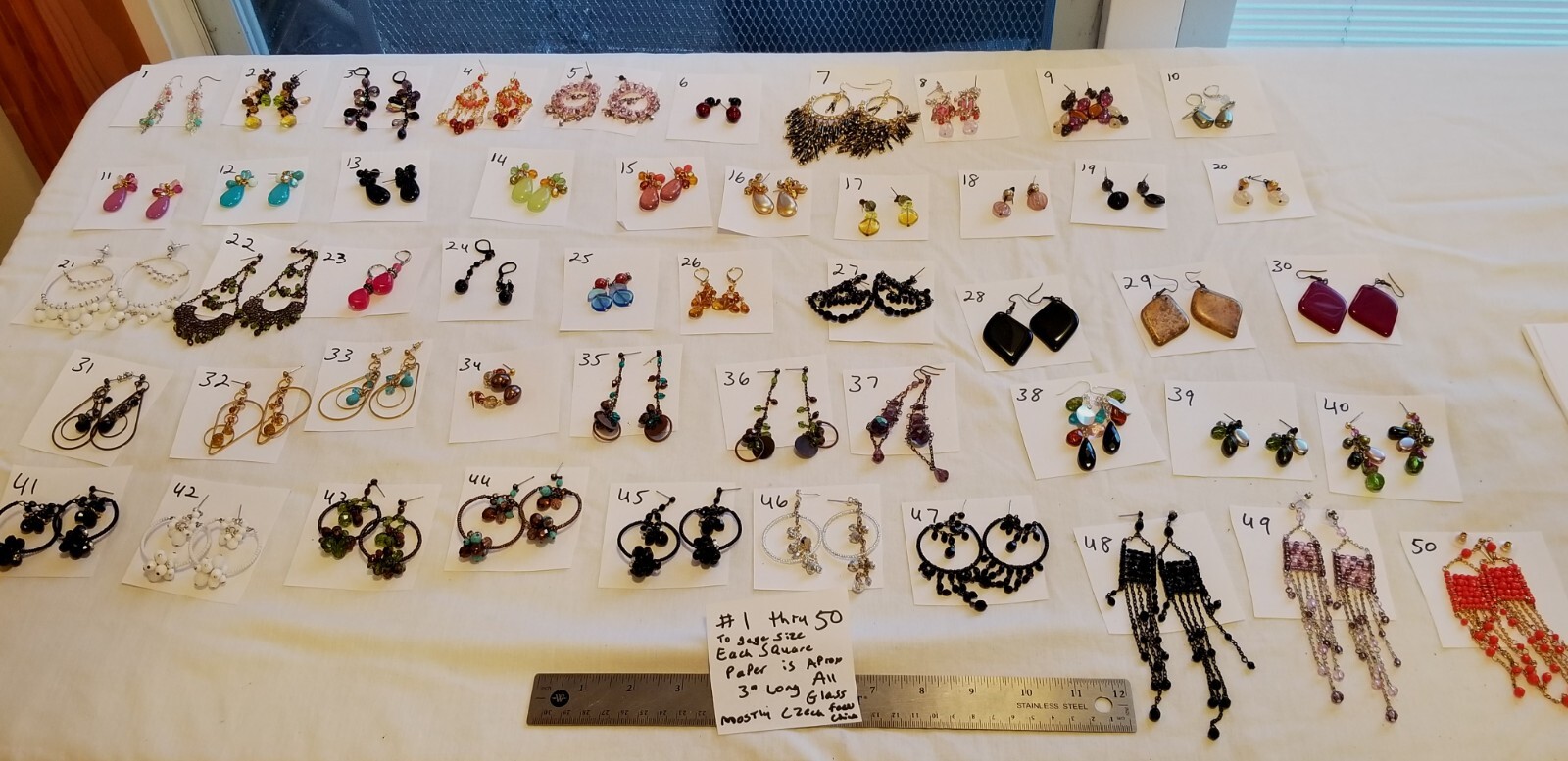 Vtg Czech Bead All Glass Crystal Dangle Earrings Chandelier Uranium + Lot #1