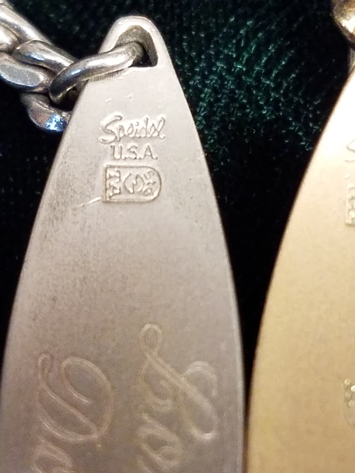 Lot Of 2 Identity Bracelet Speidel Diamond Accent Engraved ID Chain