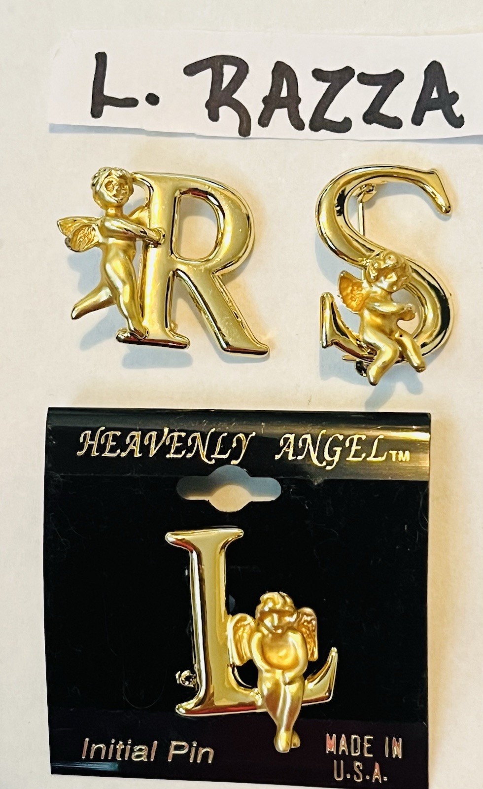 100 Vintage INITIAL Letter Brooch Pins Lot 35 Signed Trifari Sarah Anne Klein