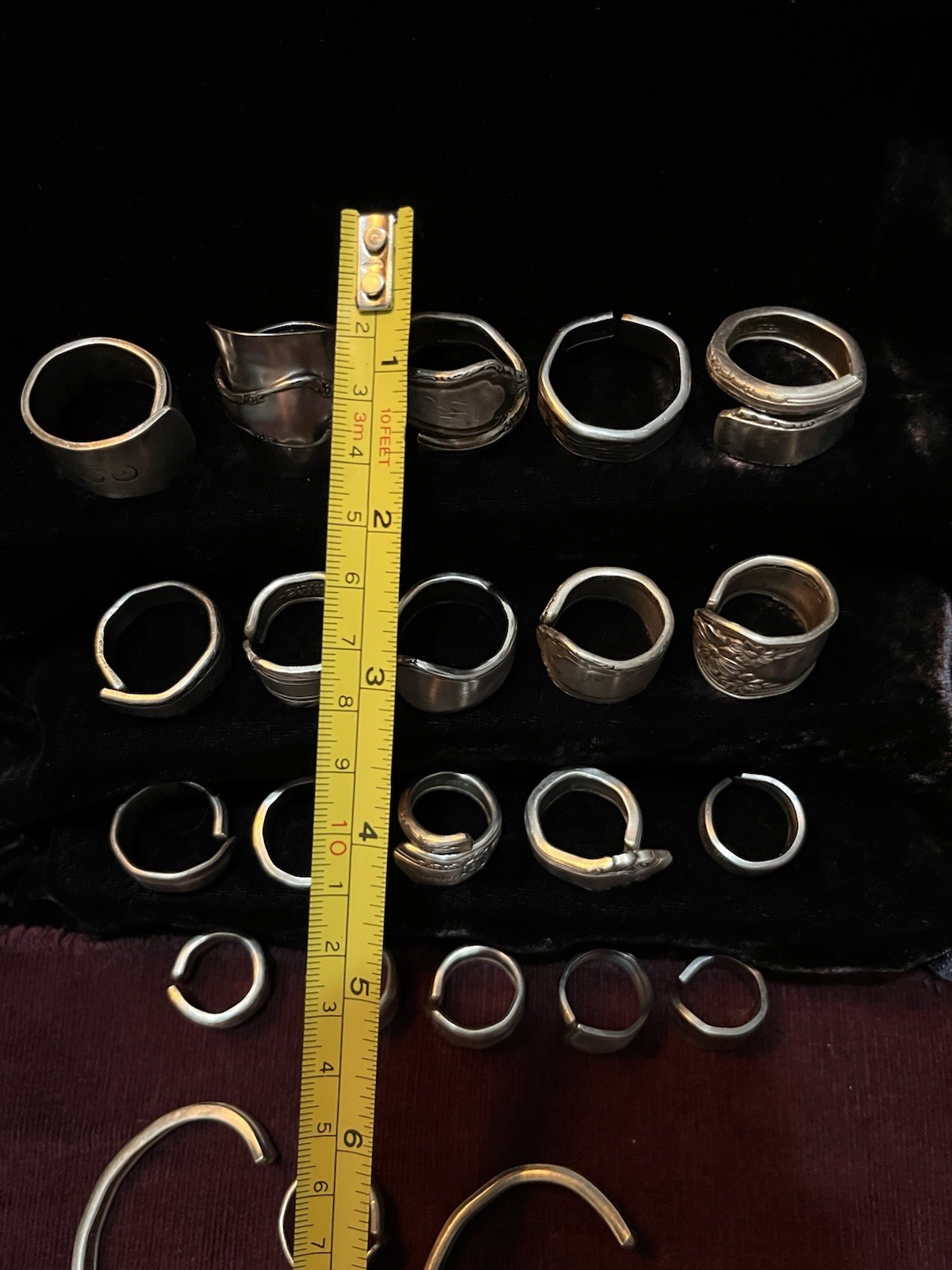 Spoon Ring & Bracelet Lot Of 24-Silver Plated & Stainless Steel Antique Deco