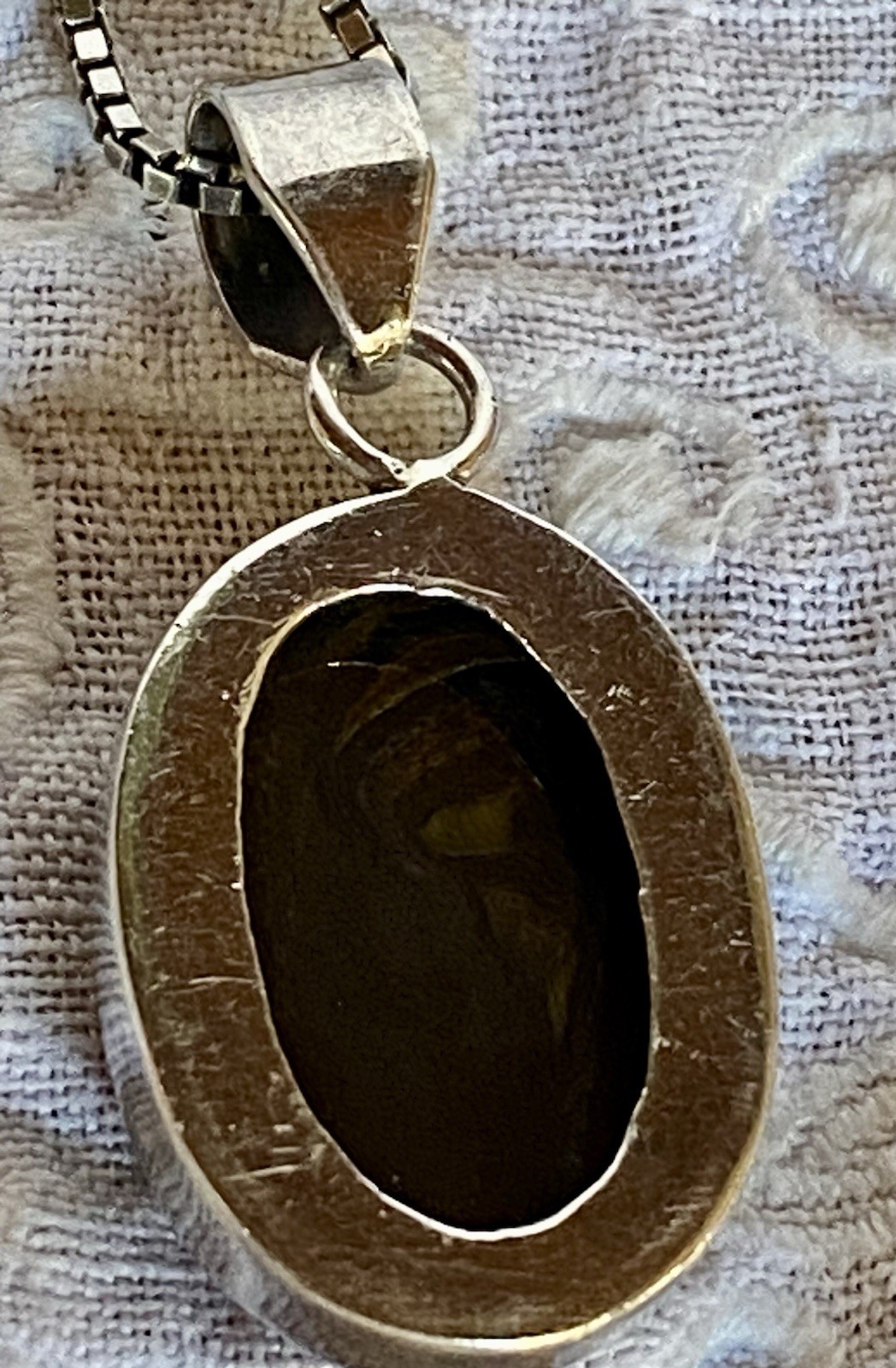 Vintage Tiger Iron Stone Cabochon Set In Sterling Silver With 20” 925 Box Chain
