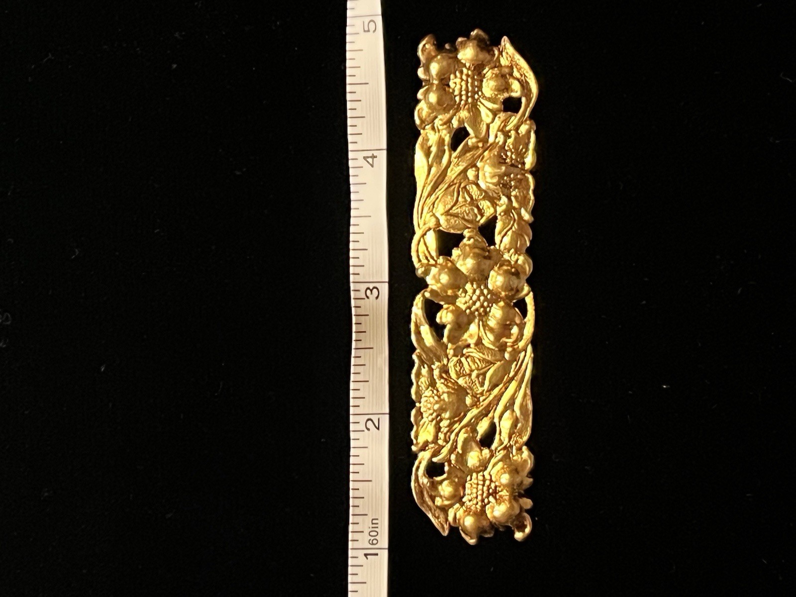 Vintage Floral 22K Plated Brass Stamping for Jewelry/Decoration/Barrette/Brooch