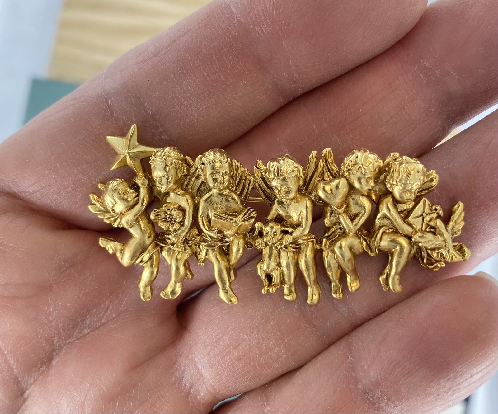 I Am Edgar Berebi All 4 Vintage All In A row Angels 3 Pins 1 Pair Earring