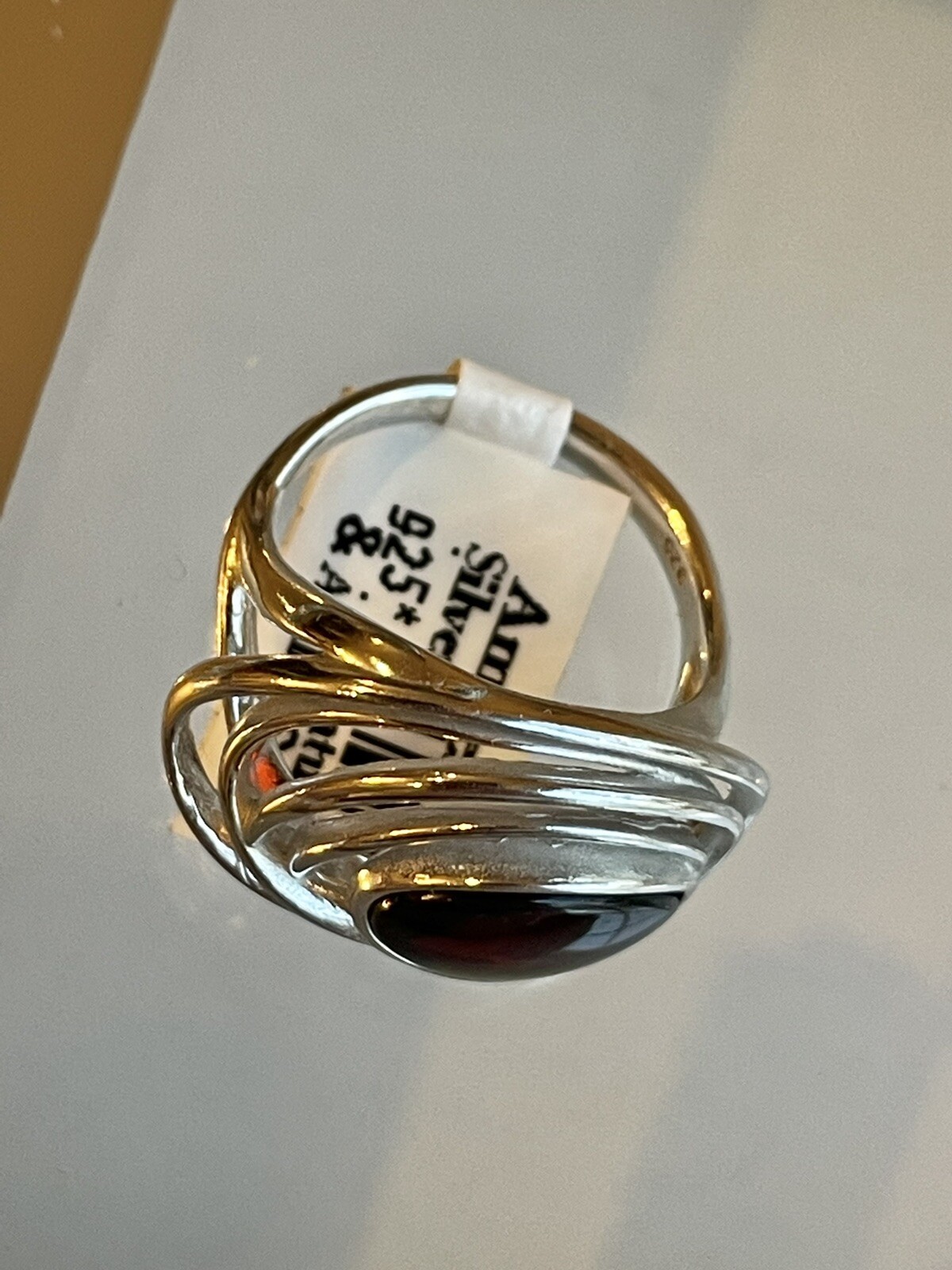 Genuine Baltic Natural Cherr Color Amber Ring Size 6,5 Vintage Butterscotch 老琥珀