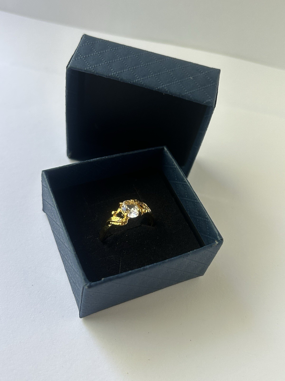 Vintage Clear Cubic Zirconia Ring Gold Plated Womens Size 10