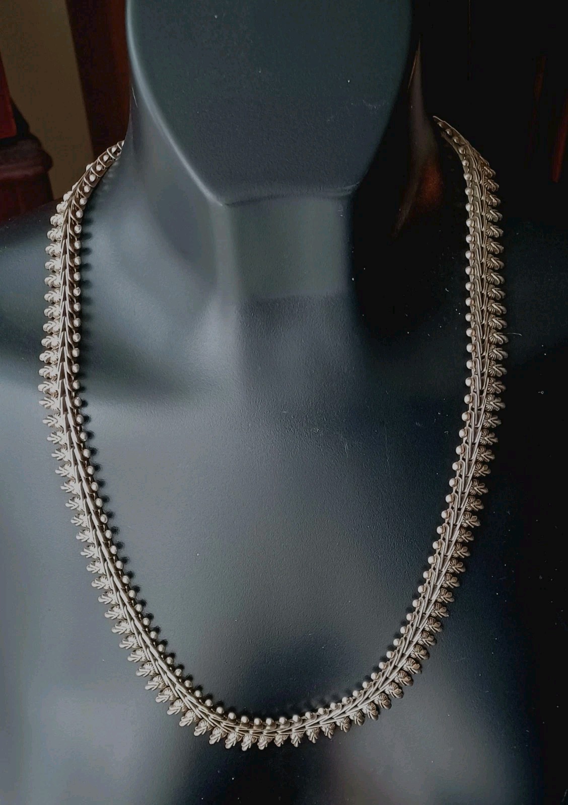 Vtg RAJASTHAN India 24″ Signed RA STERLING Silver Ornate Link NECKLACE 79 GRAMS