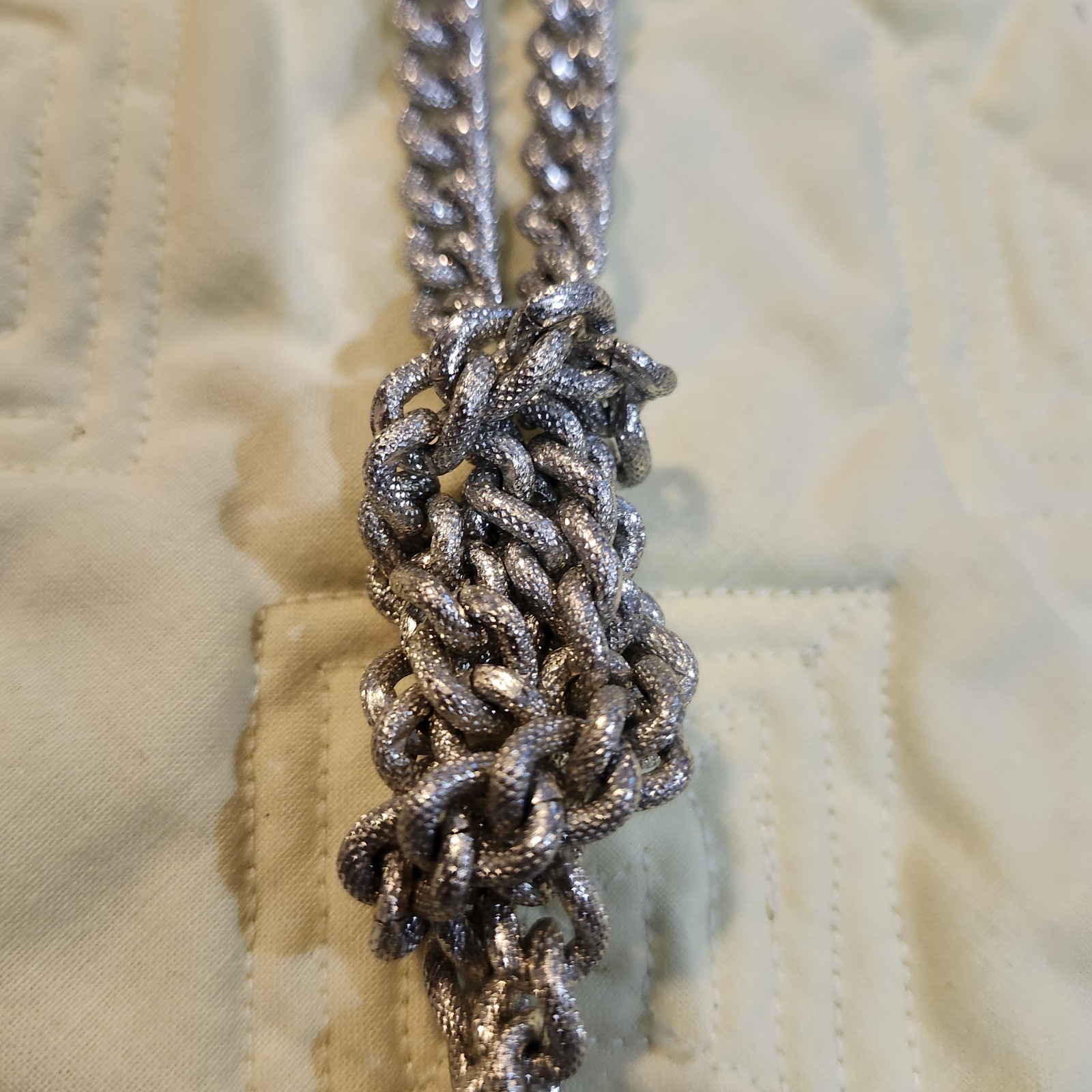 vintage silver-tone lariat necklace a twisted rope chain and Acorn Style end