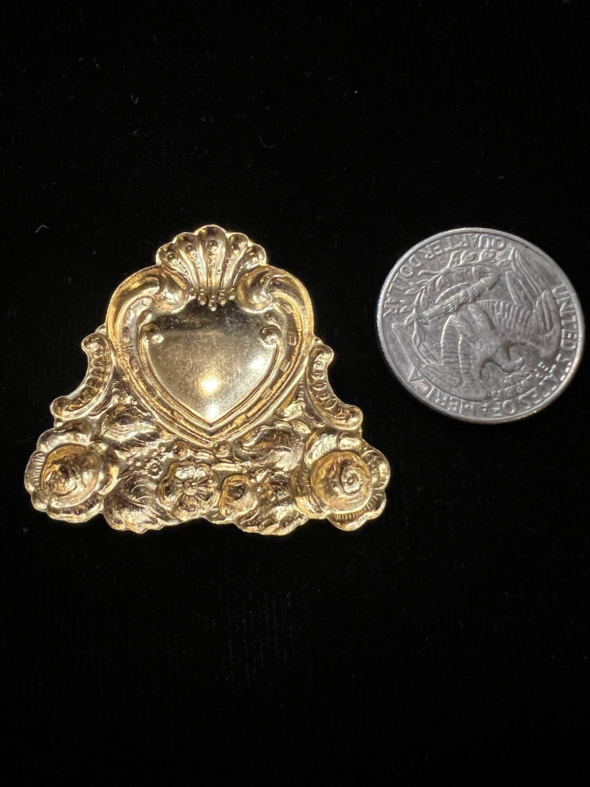 Vintage Heart 22K Gold Plated Brass Stamping for Decoration/Jewelry Making NOS