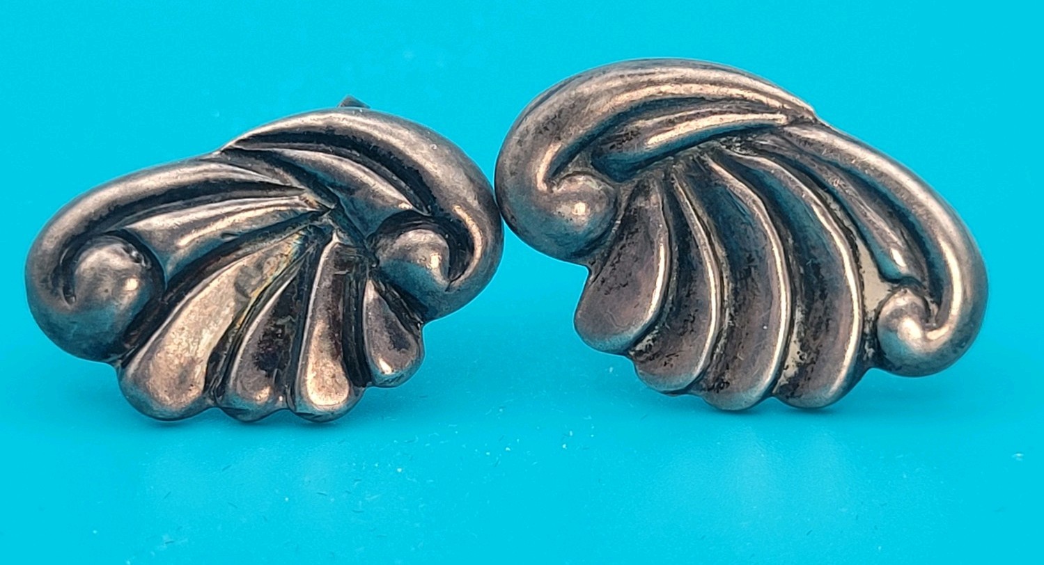 Rare Vintage Casa Figueroa Taxco Silver 980 Screw Back Earings 1930s-Early 1940s