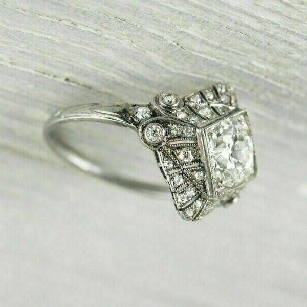 2.75Ct Art Deco Style Round Lab Created Diamond Wedding 14K White Gold FN Ring