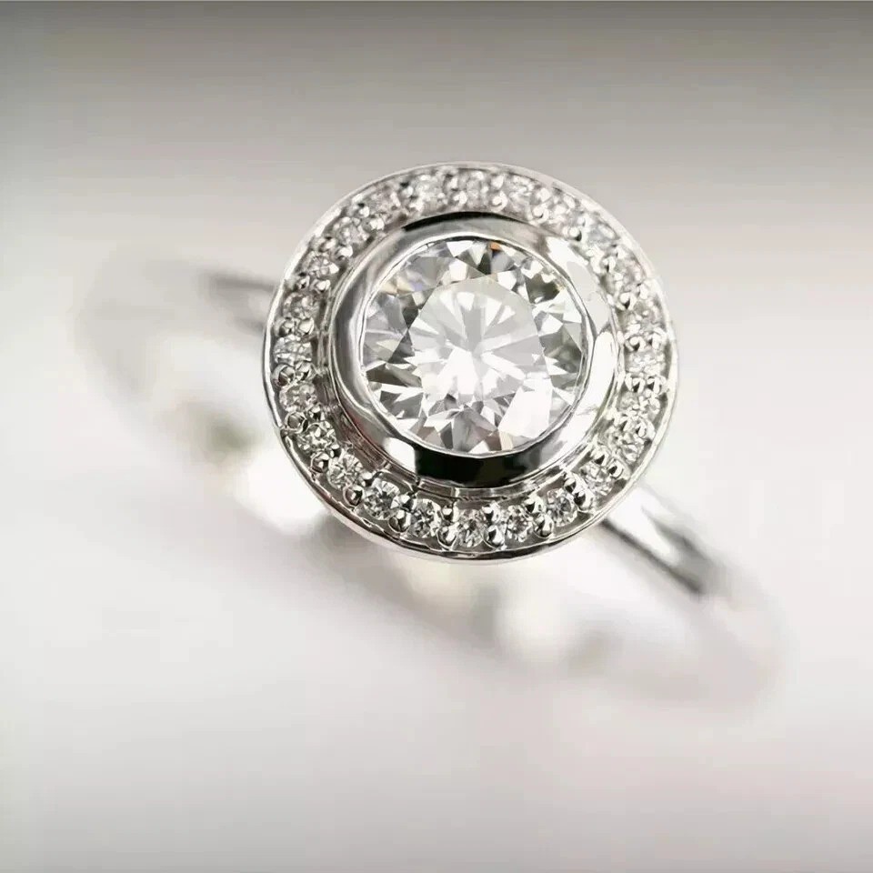 3.50Ct Art Deco Style Lab Created Diamond Halo Engagement 14K White Gold FN Ring