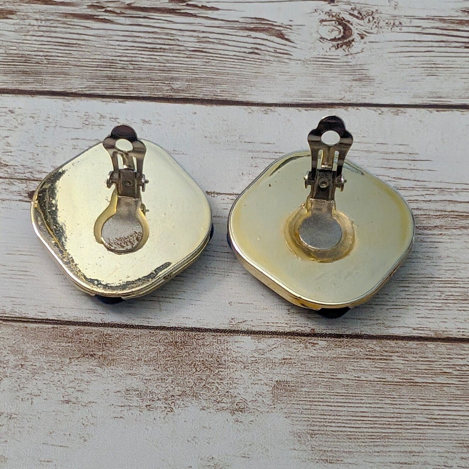 Vintage Clip On Earrings – Large Blue Fluffy Fabric