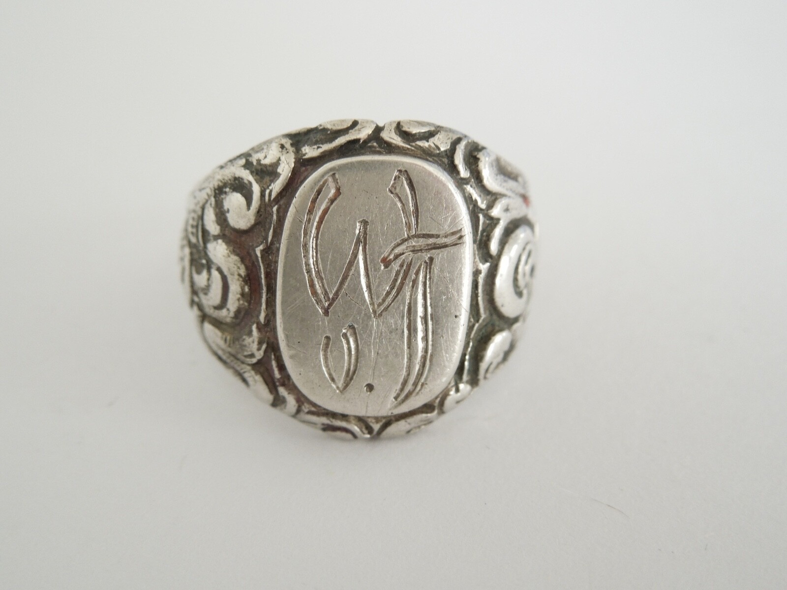 800 Silver Signet Ring Monogram WvT 9.5 G/Gr.57