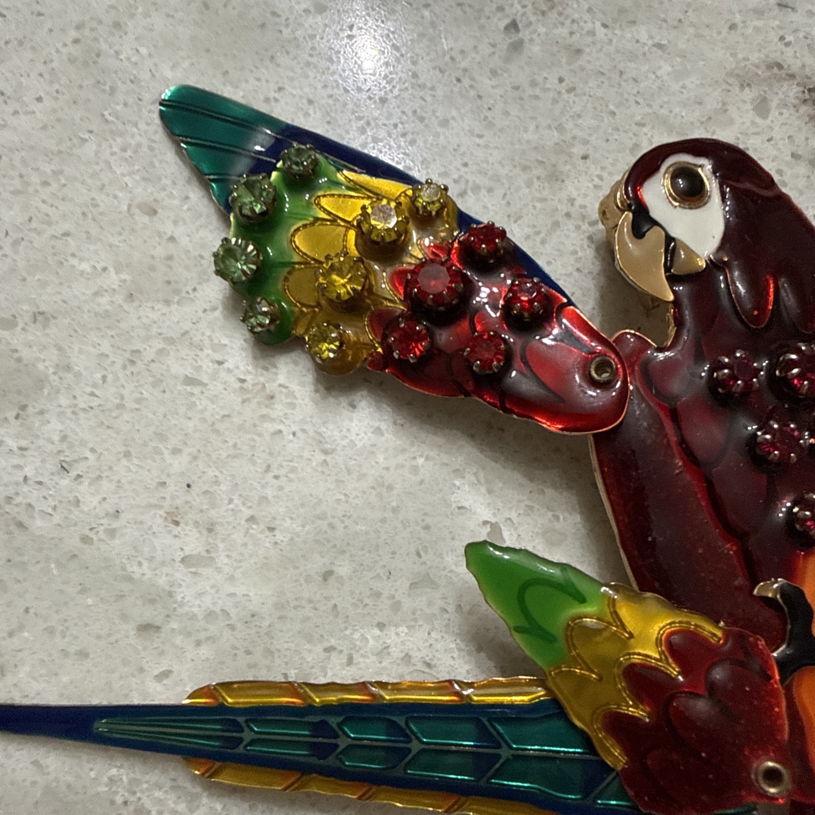 Lunch at the Ritz Macaw Parrot Brooch only Enamel Rhinestone