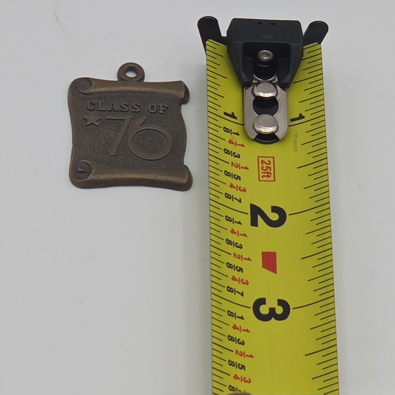 Engraved Bronze Square School Charm Pendant “Class of 76” Metal, No Stone