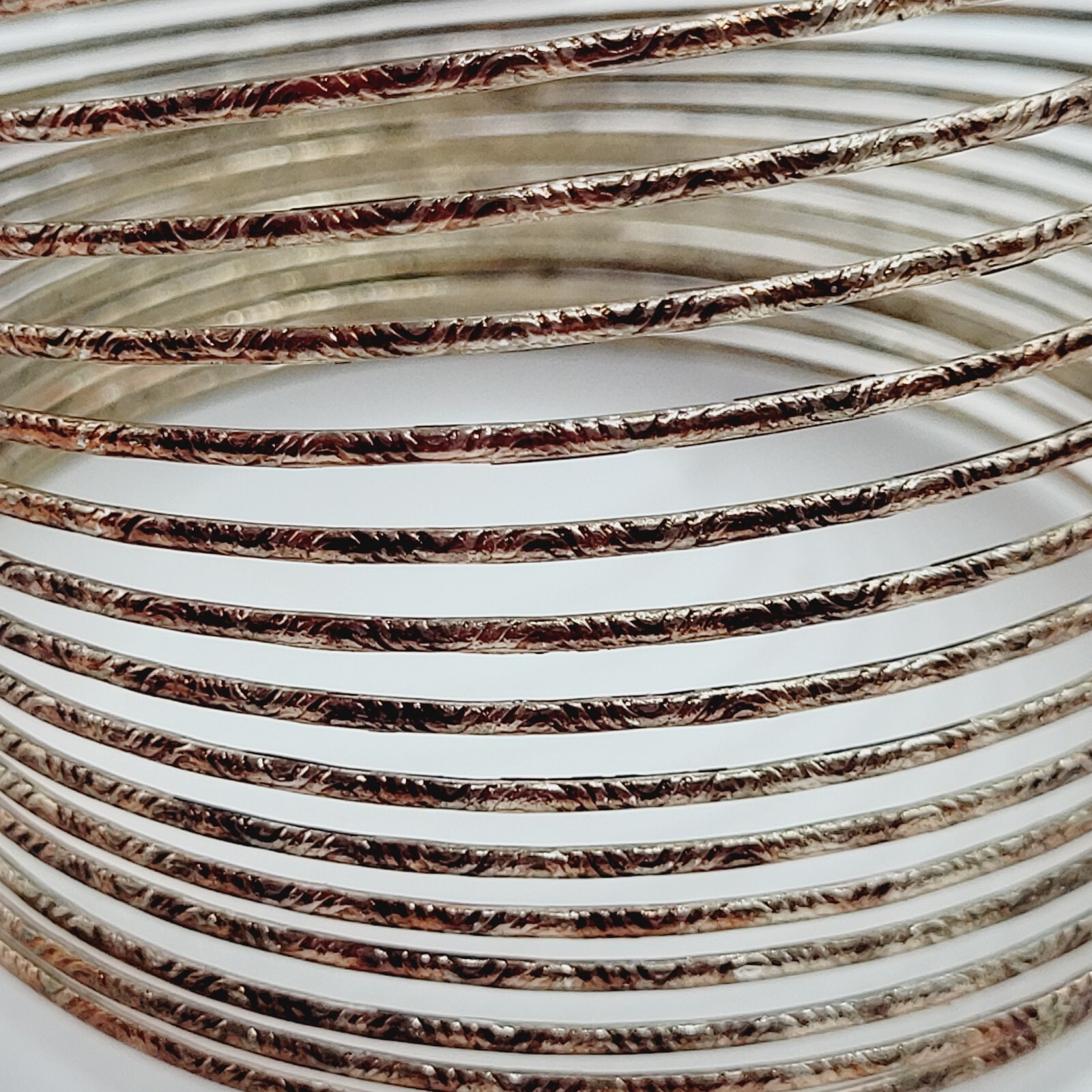 Slinky Wide Wrap Thin Wire Bangle Coppery Gold Tone Metal Vintage Bracelet