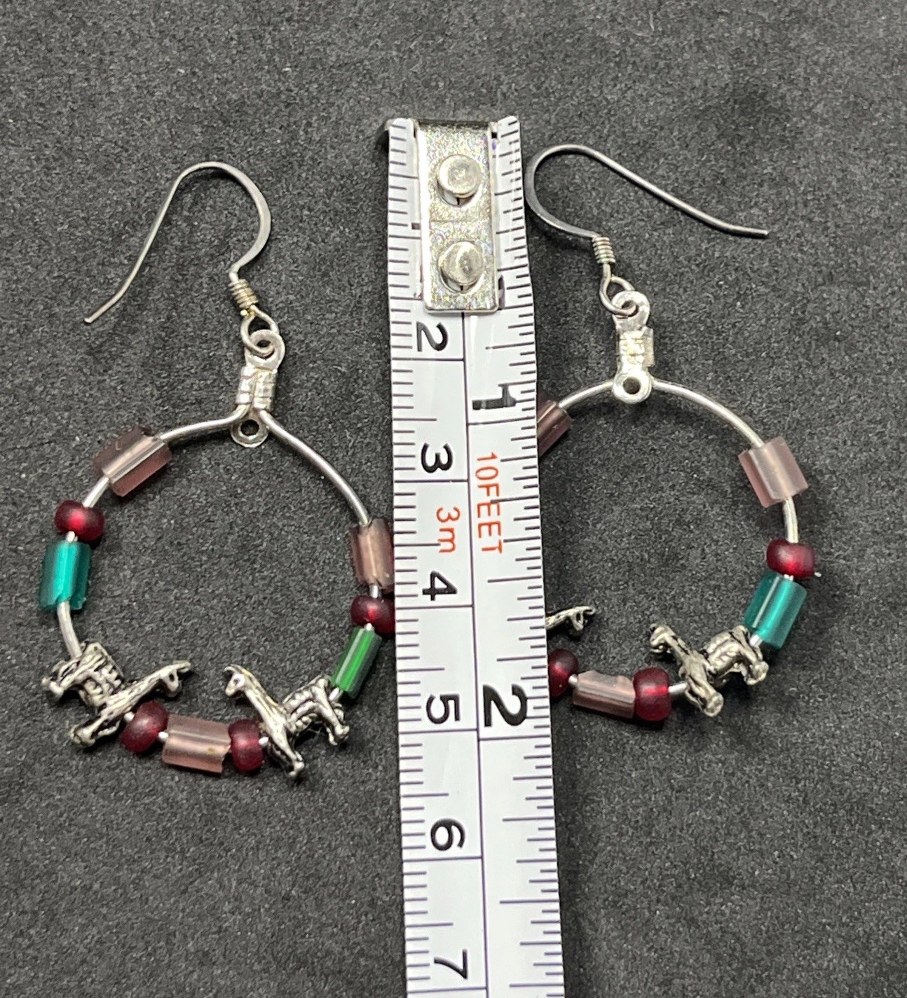 Vintage Llama Hoop Earrings Silver Tone Unsigned