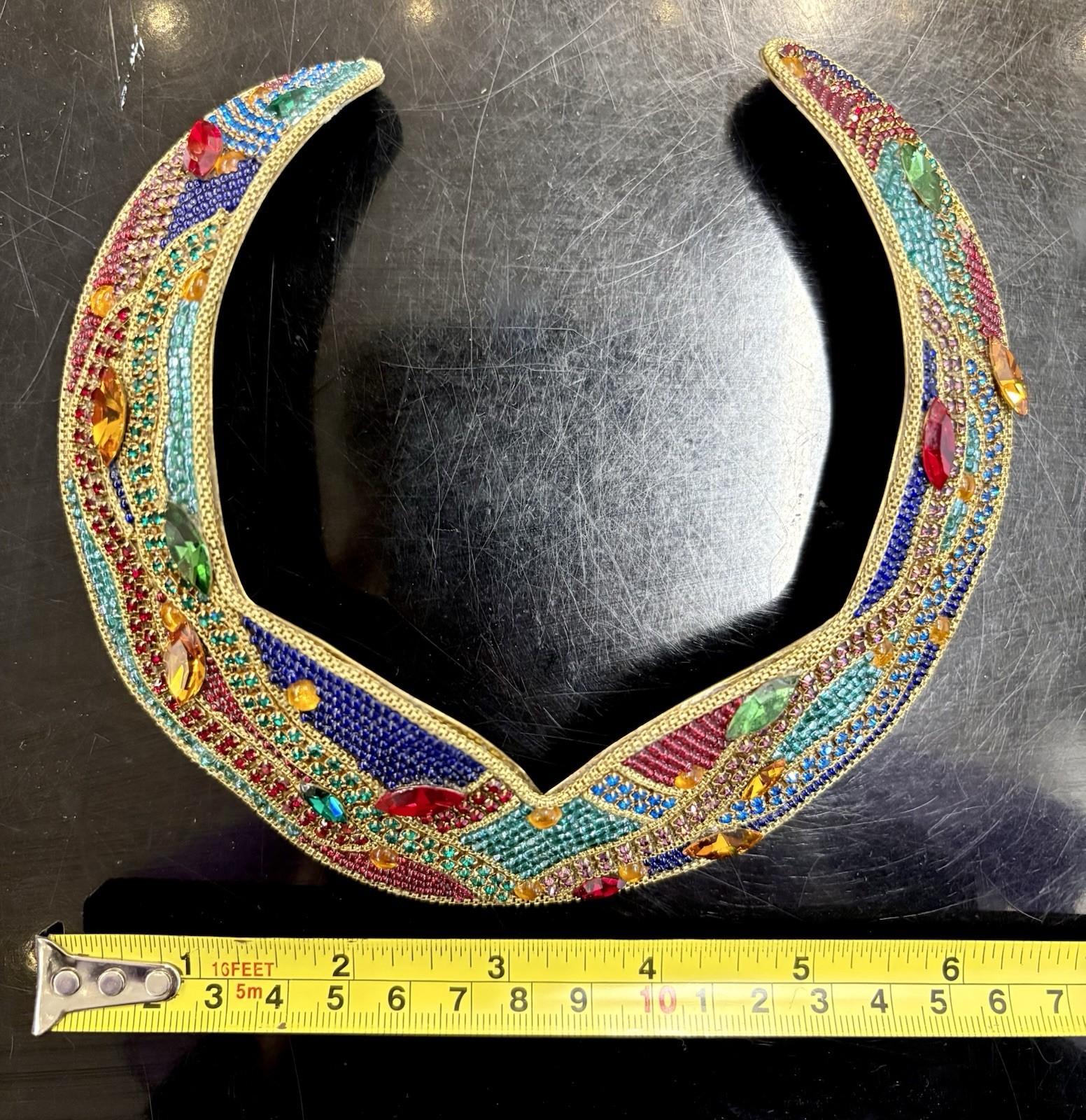 Vtg 1989 Signed M&J Hansen Brass Rhinestone Collar Necklace, Bracelet, Earrings